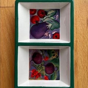 Four item serving dish.  Fall festive vegetables.